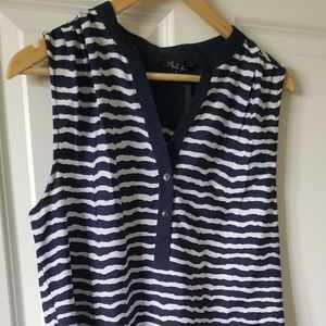 Sleeveless blue and white strip top